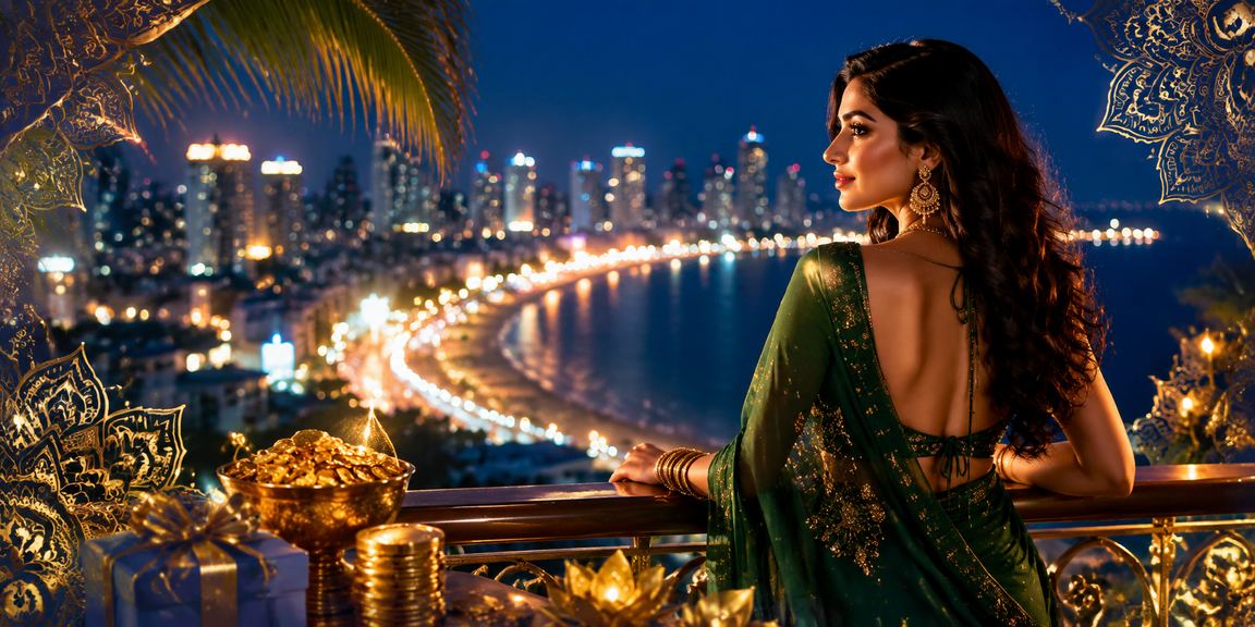 Mumbai Bandra urban scene with traditional saree hint and rummy game betting